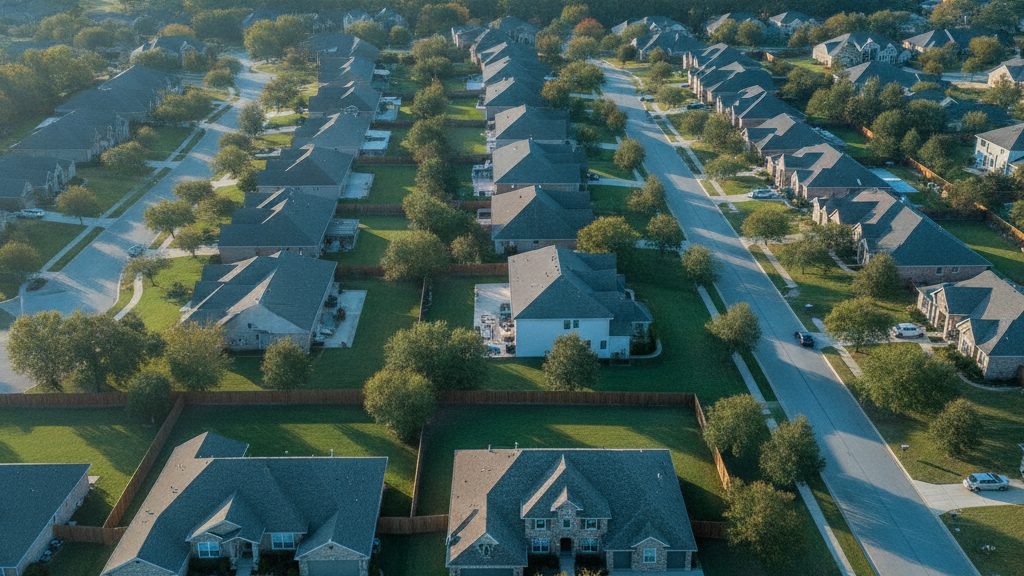 Aerial view of an American suburban neighbourhood